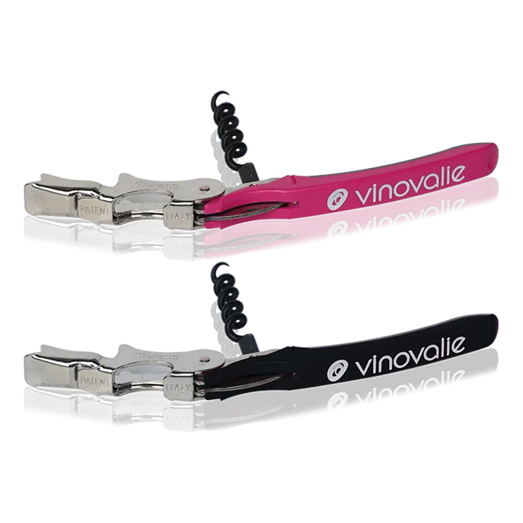 Couteau Sommelier double levier - noir et rose - Vinovalie