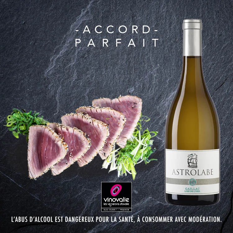 Astrolabe Loin de l'Oeil blanc sec avec un tataki de thon