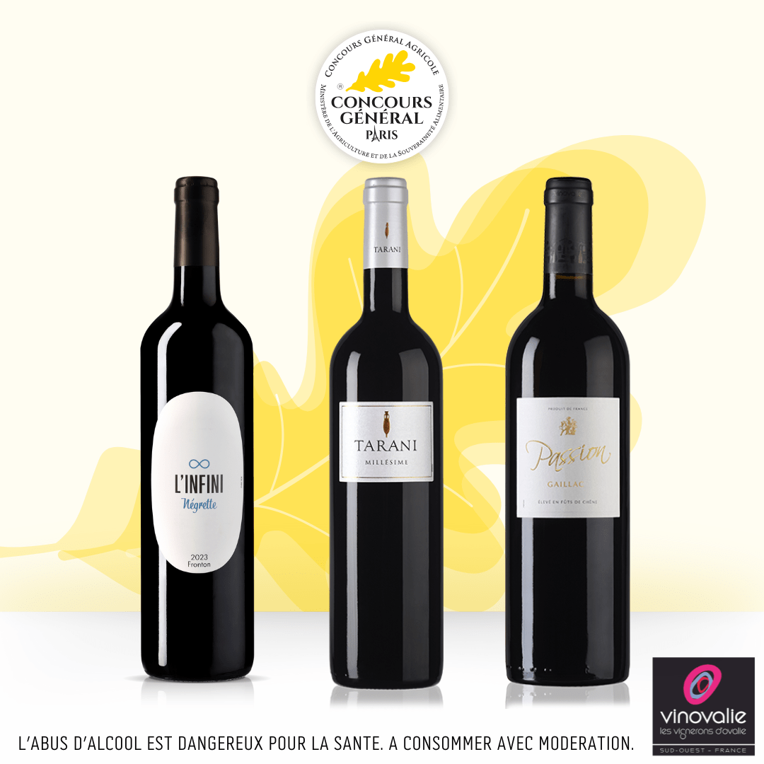 Vins rouges de Vinovalie médaillés au Concours Général Agricole 2025