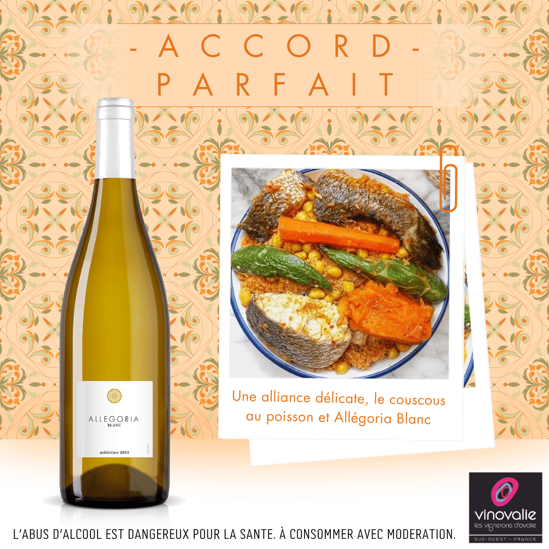 Une alliance délicate, le couscous au poisson et Allégoria Blanc