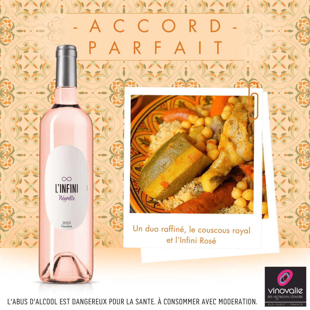 Un duo raffiné, le couscous royal et l’Infini Rosé